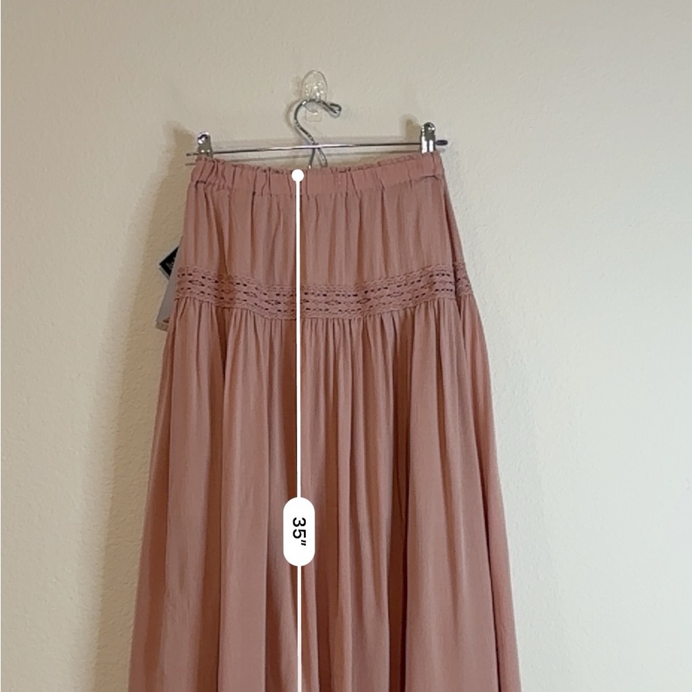 🆕 Pale Mauve Crochet Lace Maxi Skirt XL – Flowy Western Boho 🆕 - Picture 8 of 14